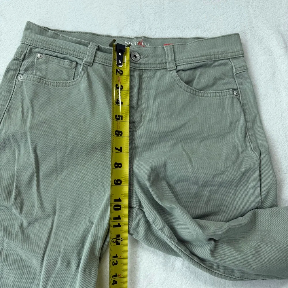 Style & Co Straight Leg Pants Womens 6P Sage Green Good Stretch Casual
